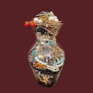 Wearable 5LB Jewelry Jar Of Assorted Costume Jewelry Glass Jar Not Inclu…